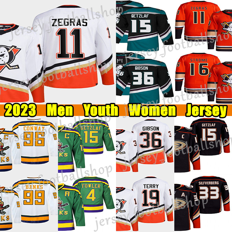 

#11 Trevor Zegras Reverse Retro hockey jersey #19 Troy Terry #15 Ryan Getzlaf Cam Fowler John Gibson Paul Kariya Jakob Silfverberg Charlie Conway Adam Banks jerseys, White men