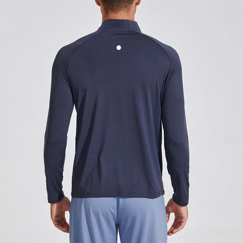 

Men Running Sports Long Sleeve T-shirt Men's Style Stand-up Collar Half Zipper Shirt Training Fitness Clothes Training Elastic Quick Dry, Blue