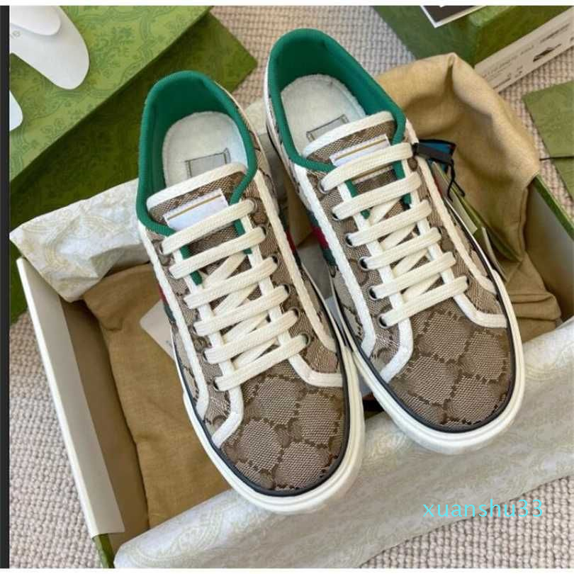 

Designers Tennis 1977 sneaker canvas Luxurys Shoe Beige Blue washed jacquard denim Women Shoes Ace Rubber sole Embroidered Vintage casual Sneakers, Color 14