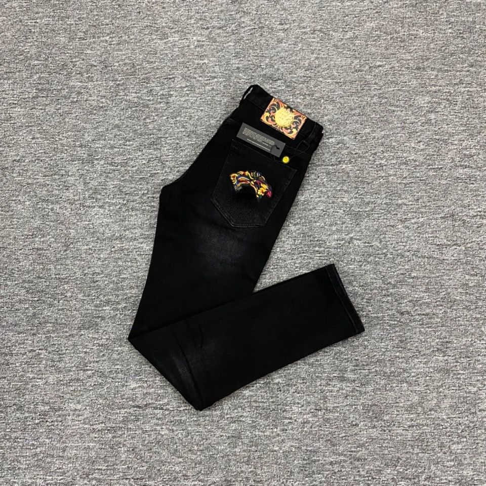 

Fashion Black Jeans Men jeans Medusa 3d Embroidered Trousers Designer Pants Mens Casual Denim pants 2480, Black 01