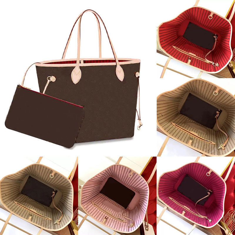 

Designer Women Classic Neverfulls Embossing Totes Bag MM GM Leather Pochette Bags Purse Luxury Monogram Black Pink Never Full Grid Zipped Tote Neverfull Handbags