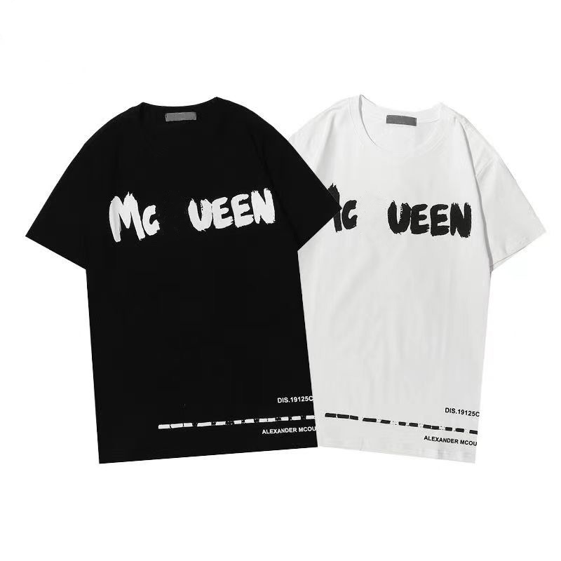 

mens t shirts Letter Print T Shirts luxury Black Fashion Designer Summer High Quality Top mcqueen Short Sleeve Size -XXXXXL, White