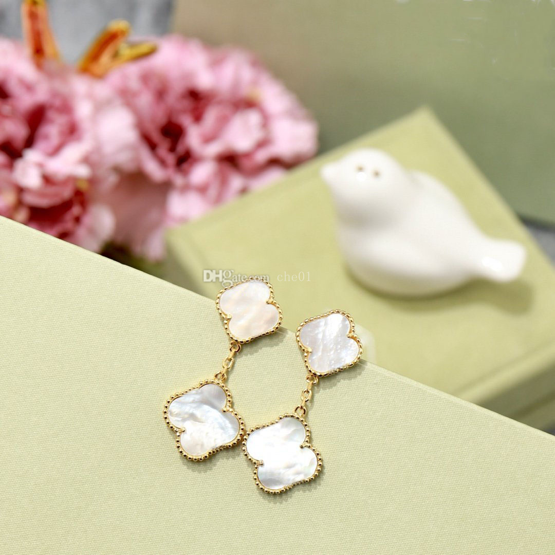 

Designer Earrings Van Clover Stud Flower Earring Luxury Women Fashion Earings Jewelry Metal Women Earring