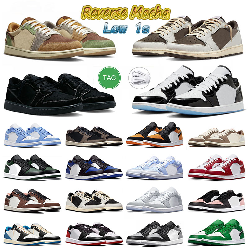 

1 Jumpman 1s Low Basketball Shoes Reverse Mocha Men Women Black Phantom x Fragment Concord Shadow Toe Zion Williamson Voodoo Trainers, 36-46 pine green
