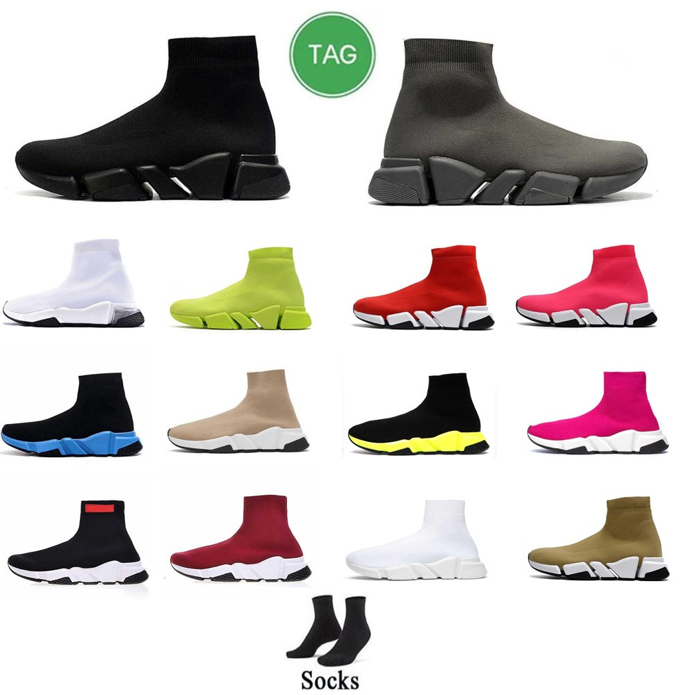 

Designer sock shoes fashion Men women Graffiti White Black Red Beige Pink Clear Sole Neon Yellow trainers platform sneakers casual walking jogging, As shown in the picture