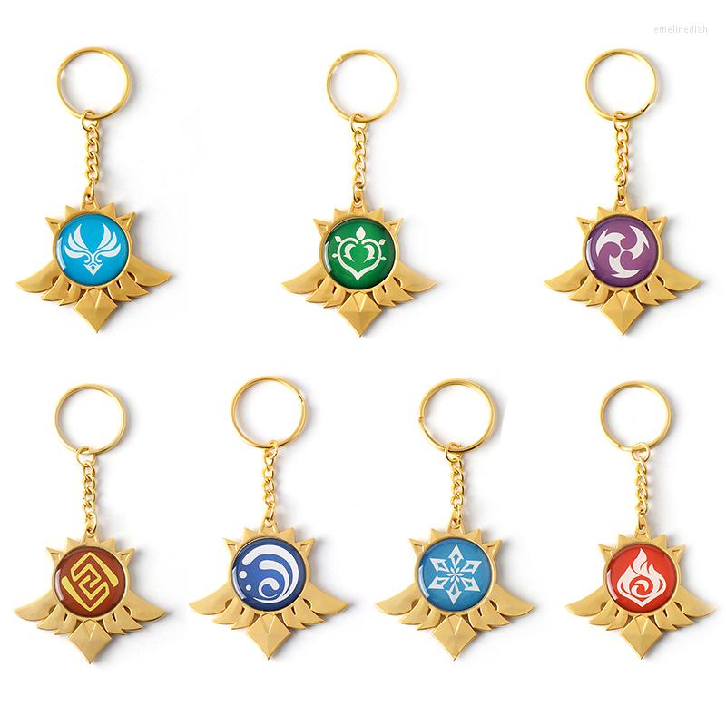 

Keychains Anime Keychain Genshin Impact Vision God's Eye Mondstadt Liyue Harbor Accessories Bag Pendant Key Chain Men Women