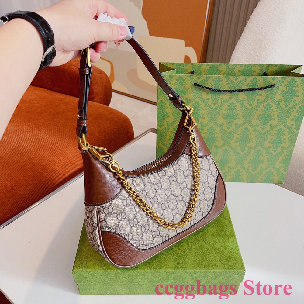 

Designer Bags Hobo Shoulder Bag For Women Genuine Leather Vintage Chain Casual Totes Handbags Luxury Fashion Ladies Wallet Purses Brown, 03