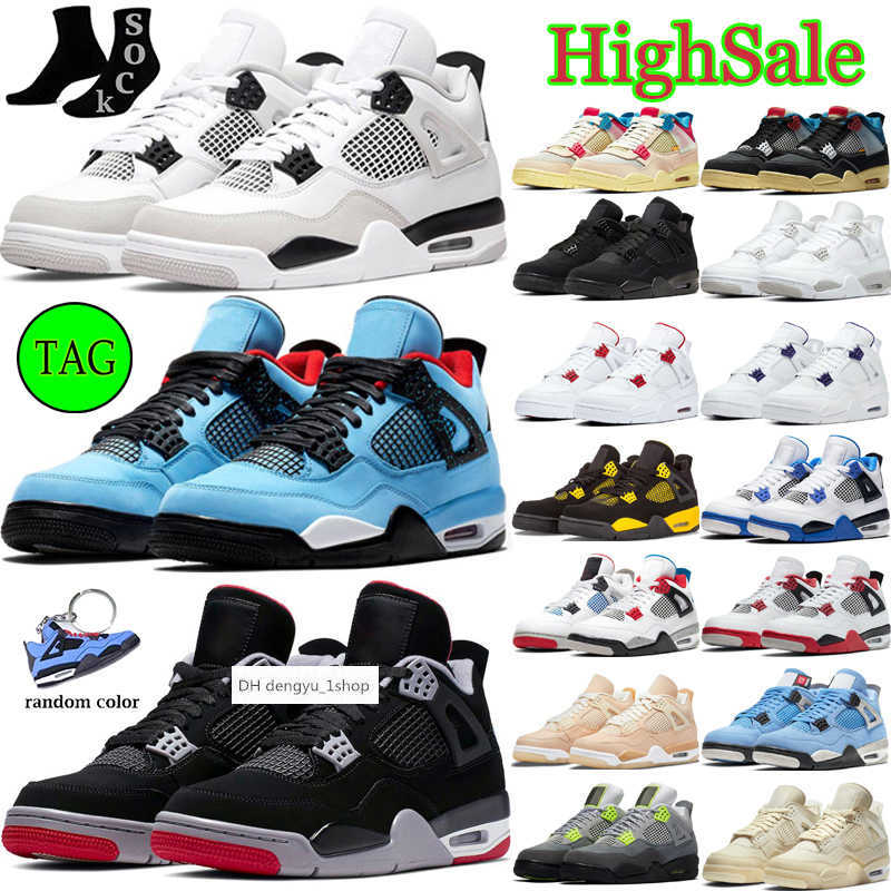 

4 4s basketball shoes mens womens Blak Cat Canvas Military Black Canyon Purple Infrared Red Thunder Zen Master Neon Sa air JO OG air shoe, #15 white cement