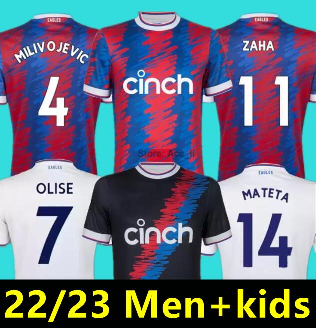 

2022 2023 CRYSTAL OLISE Home Soccer Jerseys 22 23 PALACE ZAHA EZE J.AYEW BENTEKE SCHLUPP MATETA EDOUARD GALLAGHER men kids Football shirt Kit, Adult