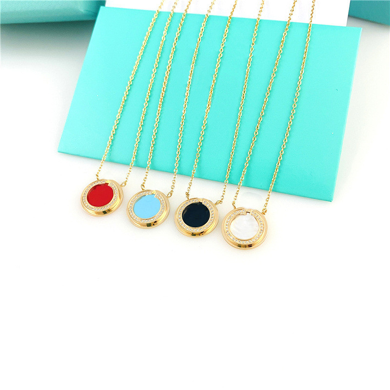 

Round diamond necklaces pendants fashion choker stainless steel necklace women necklace jewelry gift