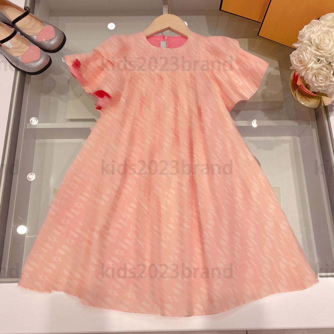 

fashion dresses 2023SS petal sleeve skirt high-end girls dresses summer princess dress brand designer kids pleated dress for girl 90-160cm fashion skirts for girls, 3#
