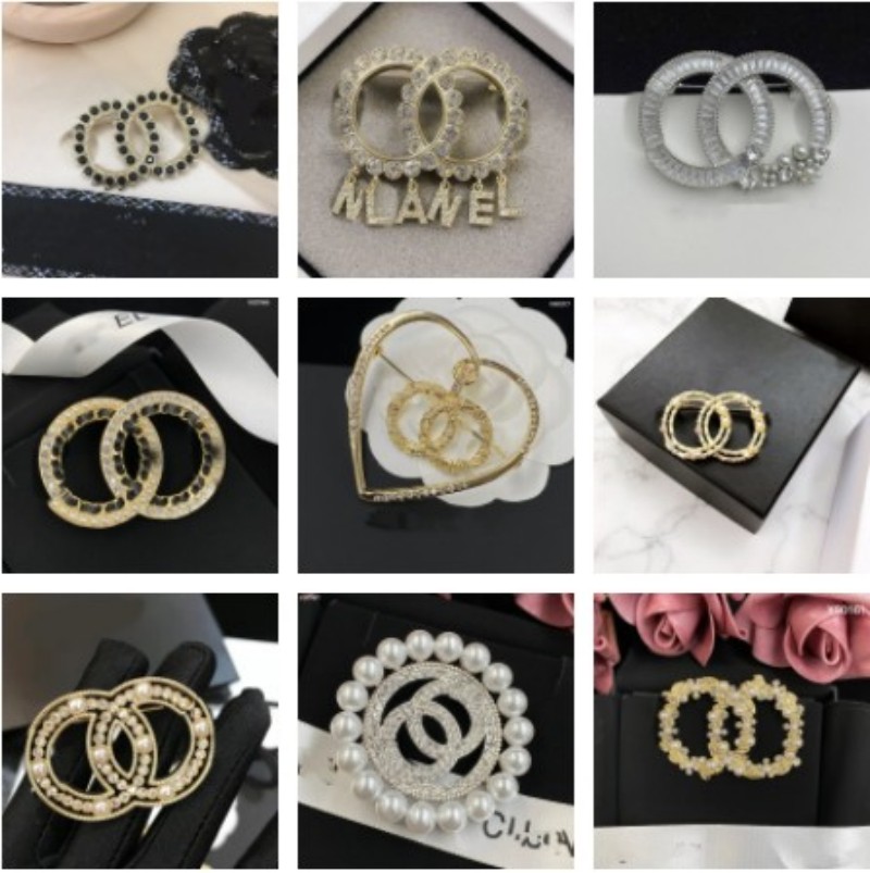 

Luxury designer pearl rhinestone letter brooch suitable for suits high-quality fashion simple jewelry