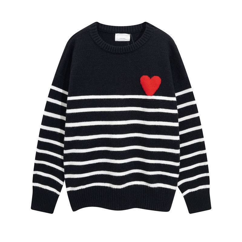 

20ss sweater love heart A man woman lovers couple cardigan knit v round neck high collar womens fashion letter white black stripe long sleeve clothing pullover