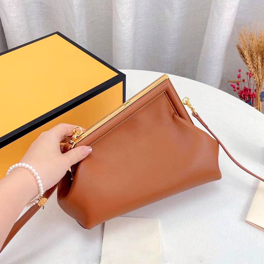 

Fashion First small Shoulder clutch pochette Bag Women's mens Designer wallet Evening with shoulder strap travel Luxury handbag Genuine leather tote crossbody Bags, Brown