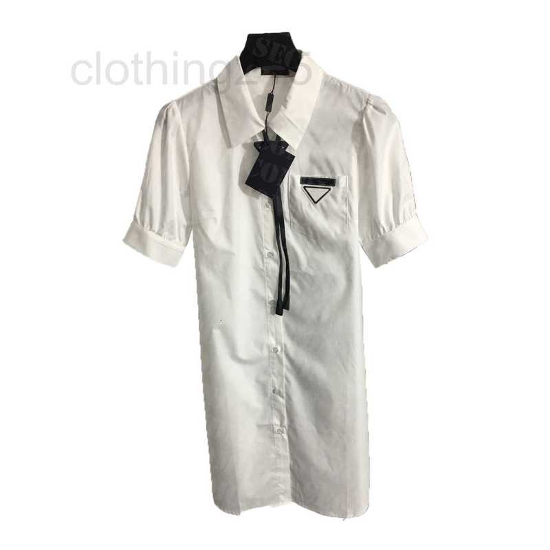 

Skirts&Skorts Designer Short Sleeve Shirt Dress Triangle Badge Dresses Neck Tie Decoration Clothing Solid Color Lapel Clothes A4G3, Blue