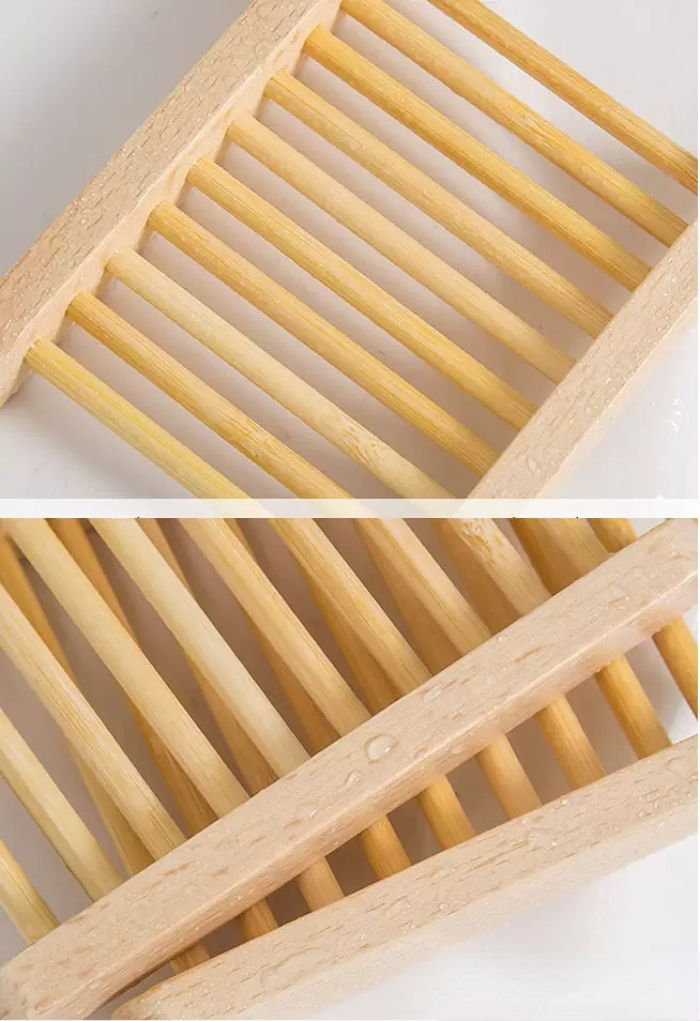 Natural Bamboo Wooden Soap Dishes Wood Soaps Tray Holder Storage Rack Plate Box Container for Bath Shower Bathroom 11.5*9cm HH7-833