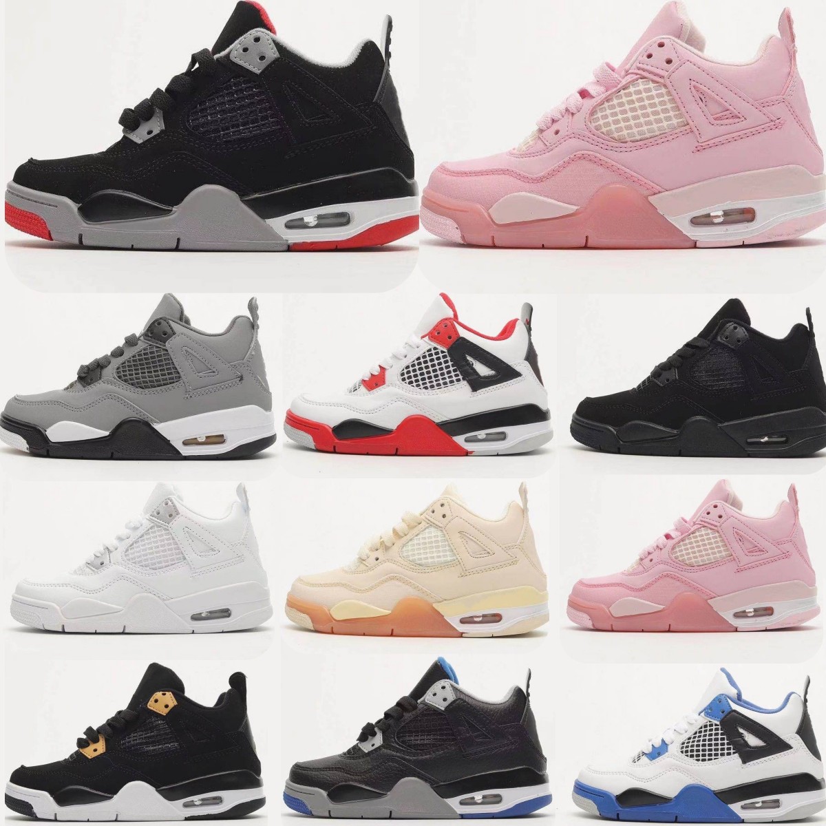 

Jumpman 4s kids shoes boys toddlers infants basketball 4 shoe Children black mid high sneaker Chicago designer military cat trainers baby kid youth Sports
