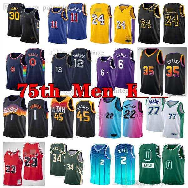 

Jayson Tatum LaMelo Ball Basketball jerseys Ja Morant Luka Doncic MJ Mamba Durant Curry Booker James Butler Antetokounmpo Embiid jersey 2022 75th Men Kid, As photo