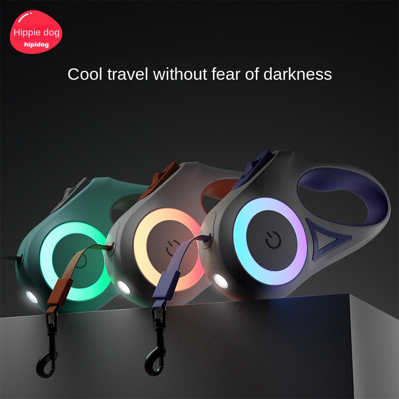 

Dog Luminous Leash Small Medium-sized Dog with Light Auto Telescopic Dog Walking Leash Dog Chain Teddy Going Out Pet Supplies