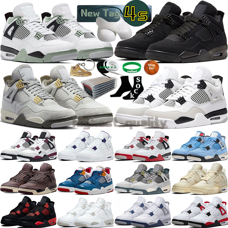 

4 Basketball Shoes for men women 4s Craft Seafoam Military Black Cat Sail Canvas White Oreo Midnight Navy University Blue Thunder Bred Infrared Mens Sports Sneakers, Color-49