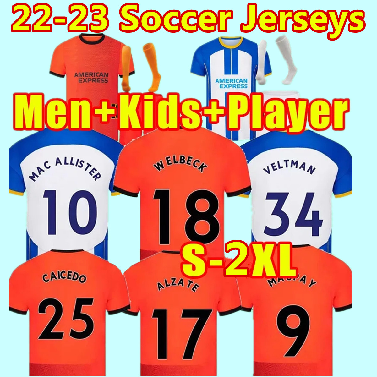 

22 23 FC Club MAC ALLISTER Soccer Jerseys WELLBECK MITOMA CAICEDO MARCH TROSSARD LAMPTEY MAUPAY MARCH GROSS football shirt kits Seagull BuLaiton ALZATE Cucurella, Adult 3