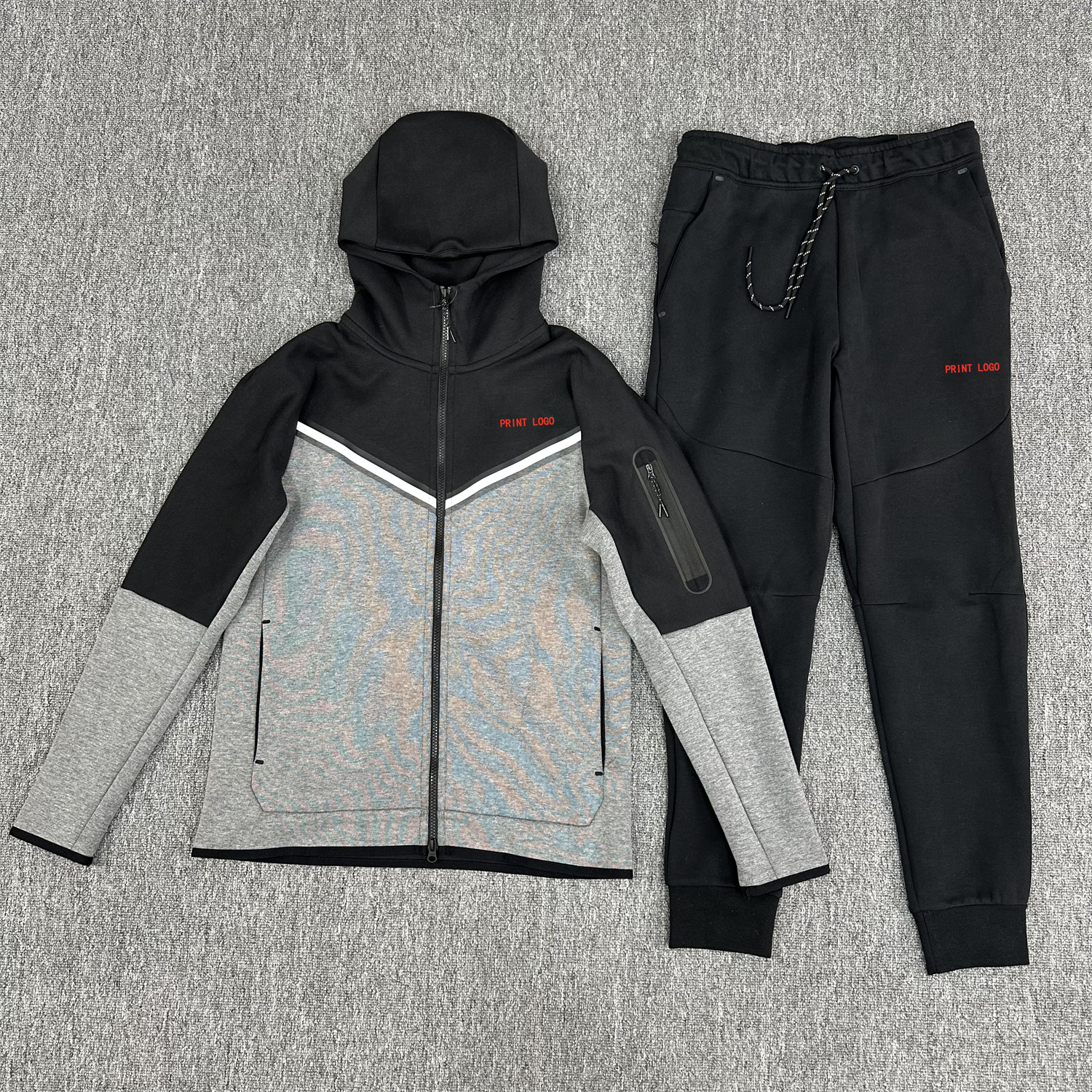 Designer Mens veste de survêtement salon transfert à chaud logo imprimé hiver sport décontracté tech polaire 2 pièces survêtements Loose Casual S