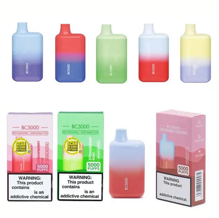 

Bar BC 5000Puffs Disposable E cigarette Vape Pen BOX 13ml Prefilled Cartridge Pod Device 650mAh Rechargeable Battey Vaporizer vapes pens TE 5000