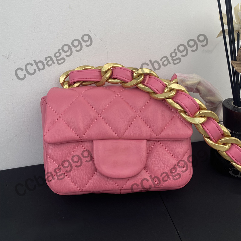 

Trumpet Classic 22s Oversize Chain Bags Flap Mini Lambskin Leather Quilted Handbags Designer Shoulder Luxurys Wallets Ladies Gold Hardware Purses with Box 17x13cm