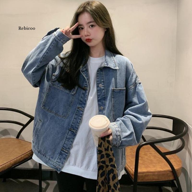 

Women' Jackets Denim Jacket For Women Clothes Oversized Jeans Coat Korean Coats Spring Fall 2023 Blue OutwearWomen