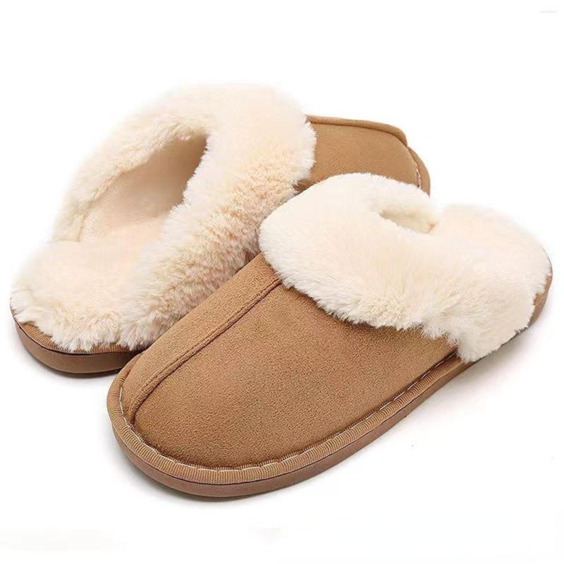 

Slippers One Piece Winter Comfortable Home Shoes Couple Plush Indoor Cotton