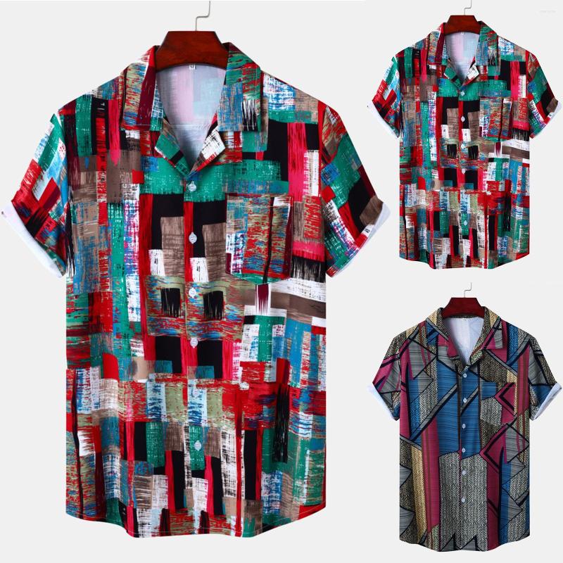 

Men's T Shirts Heavy Male Spring And Summer Single Breasted Casual Print Lapel Beach Short Sleeve Pocket Outdoor Womens Tops, Blue