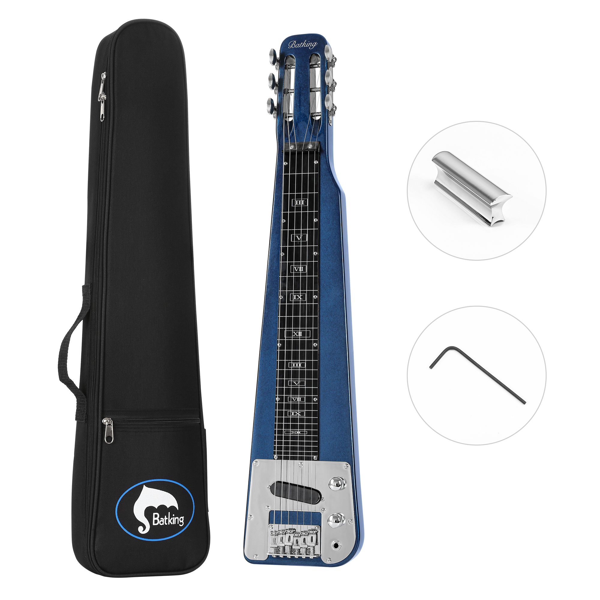 

Lap Steel Slide Guitar in dark blue color Musoo 6 String Slotted Head Stock Electric Guitar