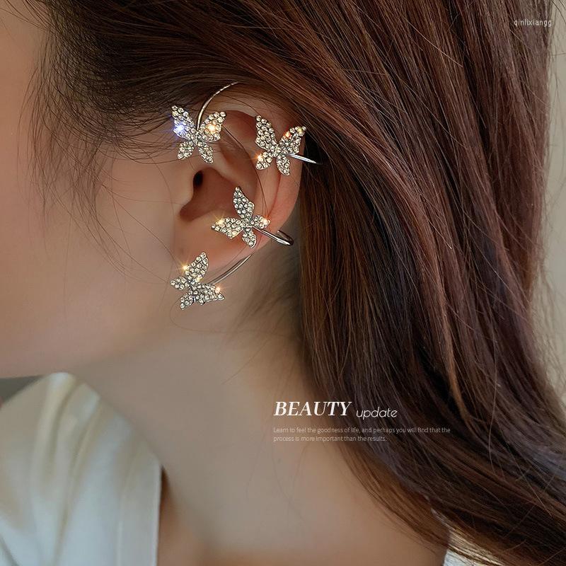 

Backs Earrings 1PC Style Inlaid Zircon Butterfly-shaped Without Pierced Ear Bone Clip Women's