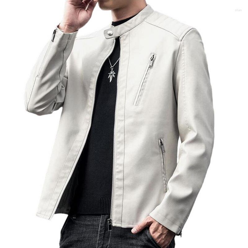 

Men's Fur Mens Stand-Up Collar Leather Jacket Autumn Winter Men Faux PU Jackets Casual Washed Biker Coat Zipper Street, Black