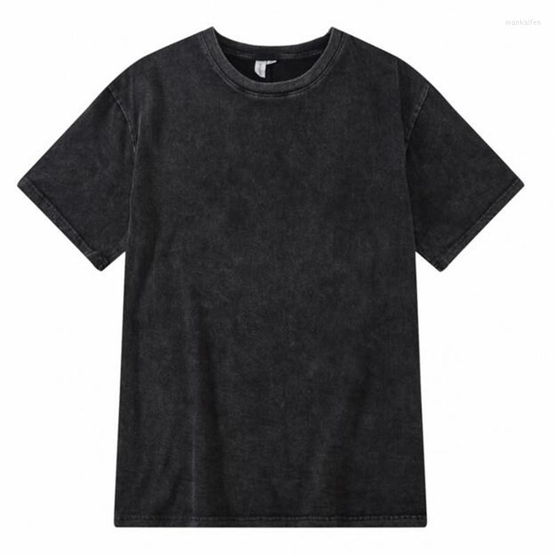 

Men's T Shirts Black Shirt Men Casual O Neck Tshirt Retro Short Sleeved Washed Cotton Top Tees Male High Street Hip Hop Streetwear Camisa