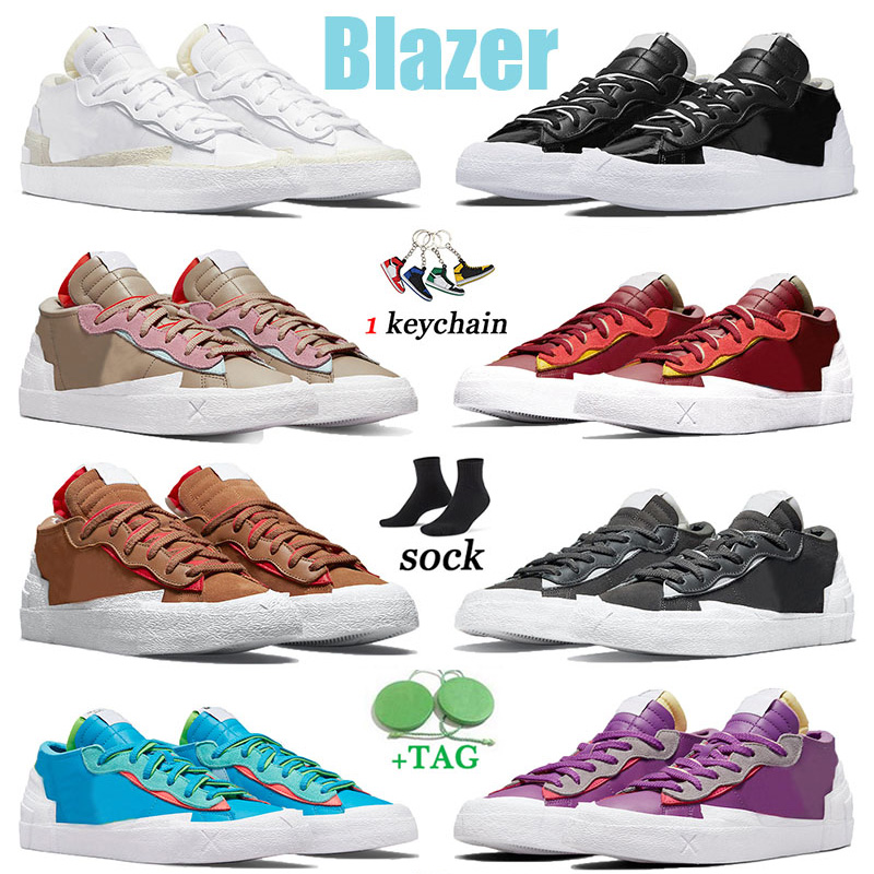 Chaussures De Basketball Blazers Kaws X Blazer Low Mid 77 Baskets Baskets Noir Brevet Reed Neptune Bleu Violet Dusk Équipe Rouge Fer Gris Blanc C