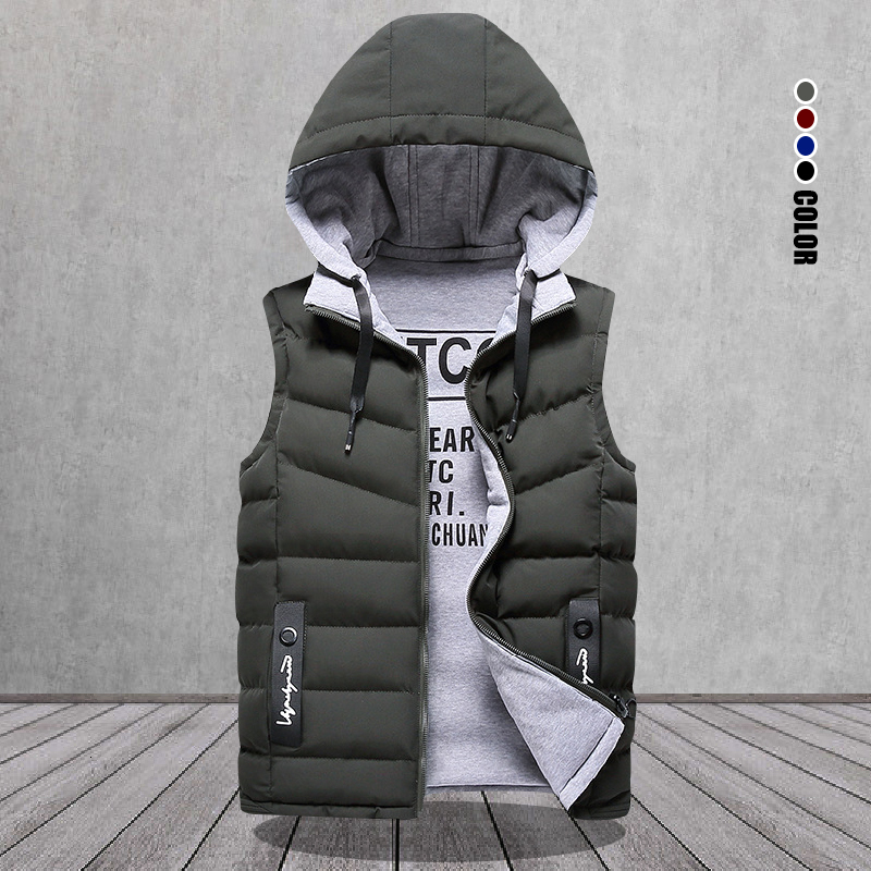 

Men' Vests Brand Men' Vest Winter Sleeveless Jackets Down Vest Men Hooded Warm Casual Outwear Hat Detachable Outer Vest Chalecos 230217, Hq9917green