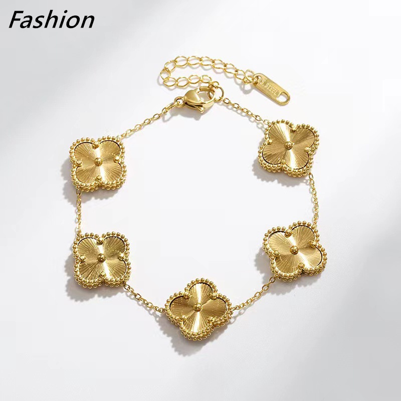 

Luxury Gold Clover Charm Bracelet Necklace Earring Jewelry