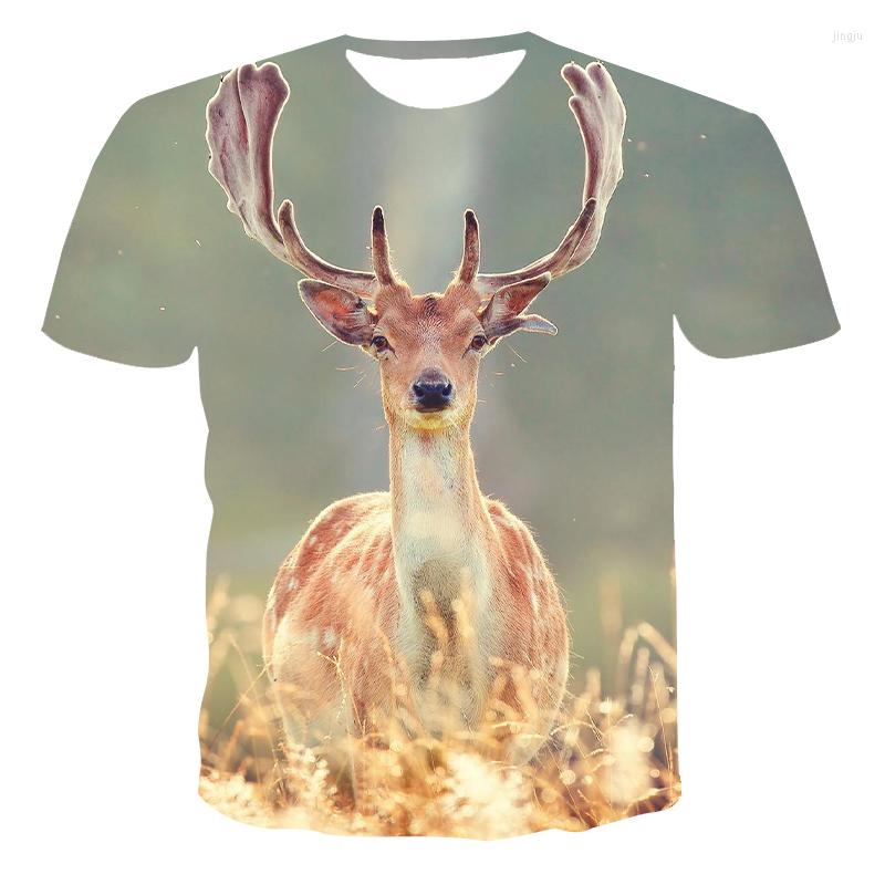 

Men's T Shirts Summer 3d Printed Animal Deer Print T-shirt Men And Women Outdoor Casual Wear Street Breathable Light Fitness Tops, Lt-9