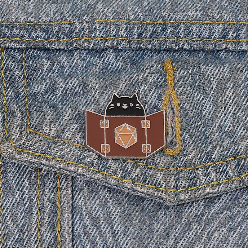 

Black Cat Enamel Pin Custom Witch Spell Book Brooches Lapel Badge Fun Cute Animal Jewelry Gift for Kids Friends, As picture
