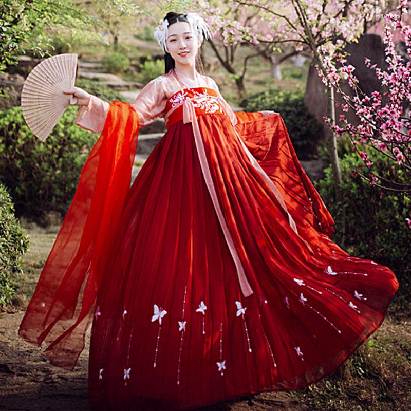 

Stage Wear Hanfu National Costume Ancient Chinese Fairy Long Sleeve Red Clothes Ladies Traditional Clothing For Women Adults DN3435, Shawl