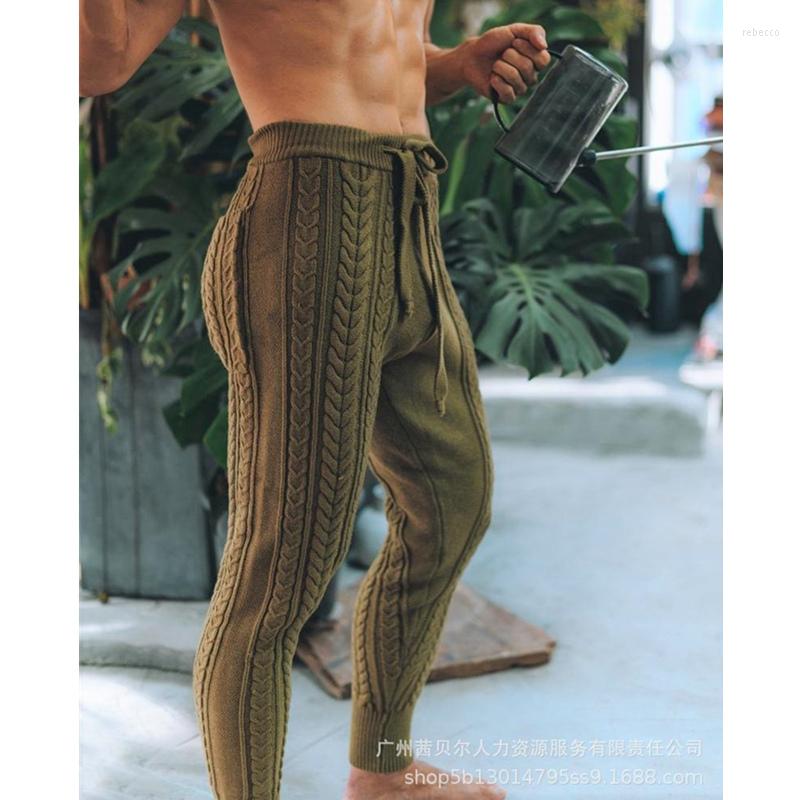 

Men' Pants Drawstring High Waist Pencil Sweatpants Knitwear Fashion Casual Homewear Men Knitted, Green