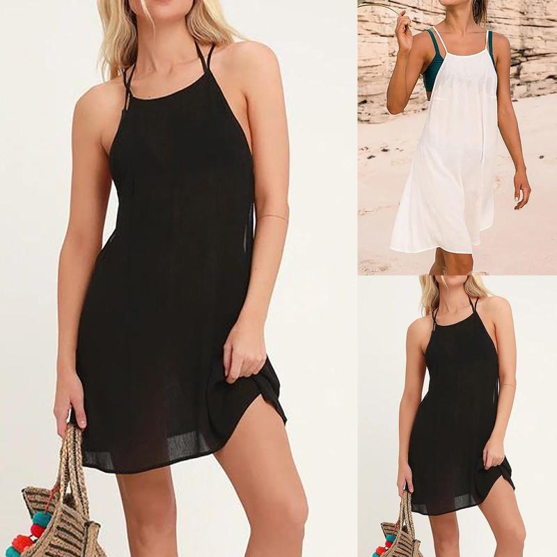 

Casual Dresses Sexy Split Sseaside Vacation Beach Bikini Smock Long V Neck Maxi Summer Midi Womens Strapless, Black