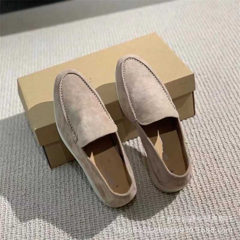 

Italy Designer Shoes Loropiana High-end Fashion Lp Couple Shoes Flat Sole Single Shoes Versatile Casual and Comfortable Lefu Shoes One Foot on the Bean Shoes WAEN, Navy blue