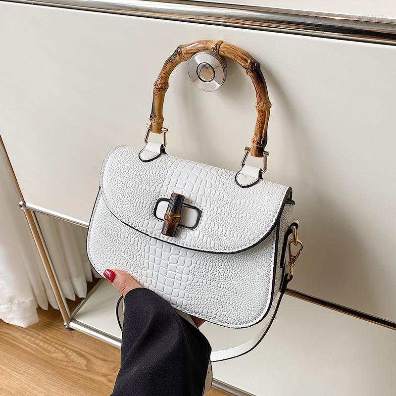 

Evening Bags Fashion Bamboo Handle Handbags For Women Saddle Ladies Crossbody Bag Crocodile Designer Shoulder WHDV2189, Black