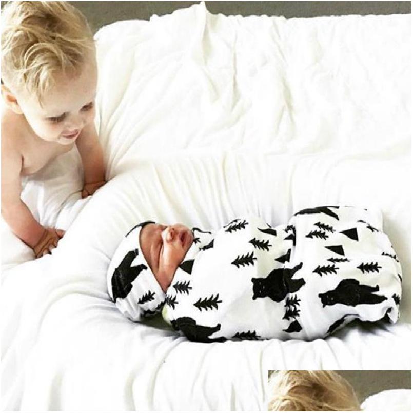 

Blankets Swaddling New 11 Color Cute Cotton Printed Baby Slee Bags With Hat 2Pcs Set Swaddle Sack Newborn Pography Wrap Drop Deliv Dhil3, 11 colors;tell me colors