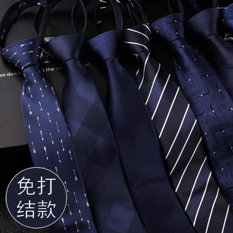 

Bow Ties Blue Knotted Zipper Tie Man Easy To Pull Work Student Lazy Person Striped Trend Men Gift