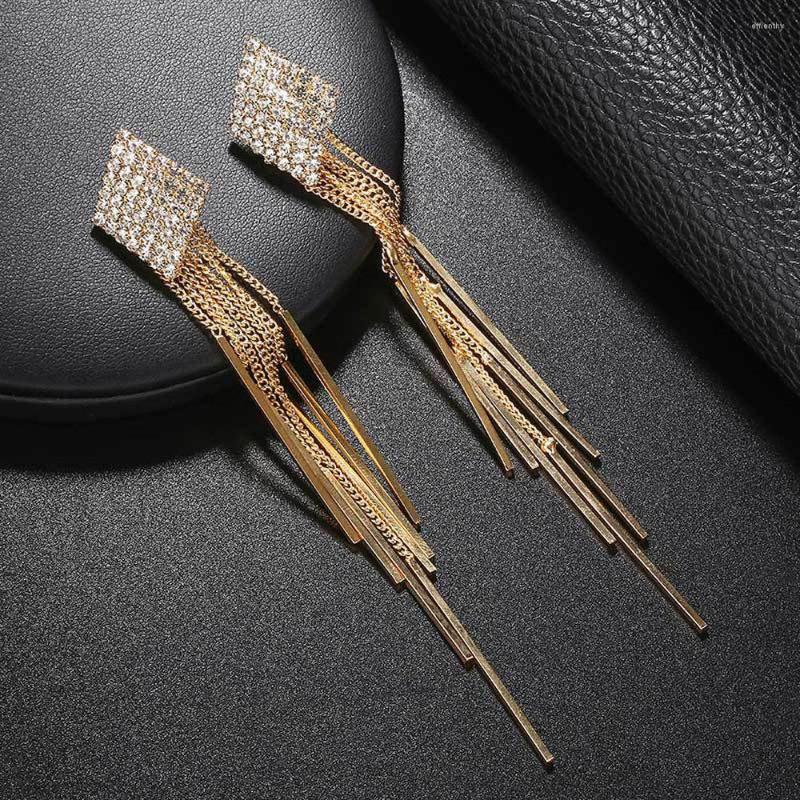 

Dangle Earrings 1 Pair Fashion Women Stylish Gold/ Silver Color Star Streamlined Tassel Long Crystal Girl Jewelry Pendante Femme