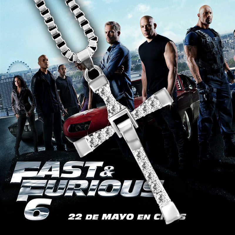 

Pendant Necklaces necklace Dominic Toretto The Fast and Furious Celebrity Vin Diesel Item Crystal Jesus Men Cross Necklace Gift Jewelry
