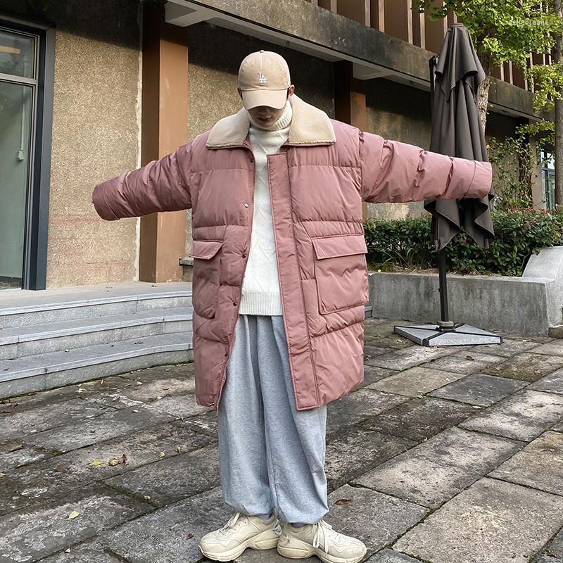 

Men's Down 2023 Winter Youth Loose Long Solid Color Stand-up Collar Lamb Wool Thick Padded Coat Fashion Casual Top, Black